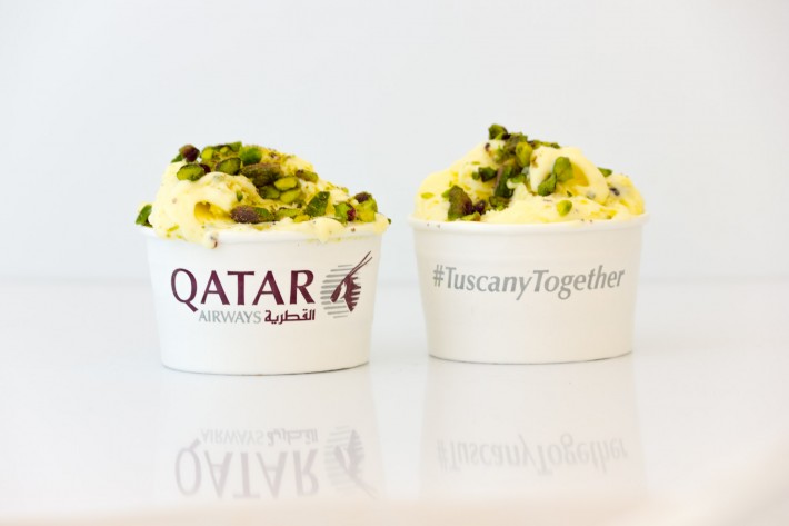 Qatar Airways sbarca a Pisa e si promuove col gelato Made in Tuscany
